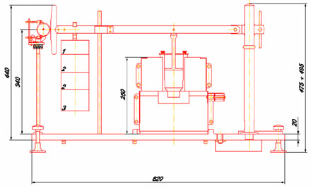 Автоматизированный пластометрический аппарат (аппарат Сапожникова) - габаритные размеры (схема)